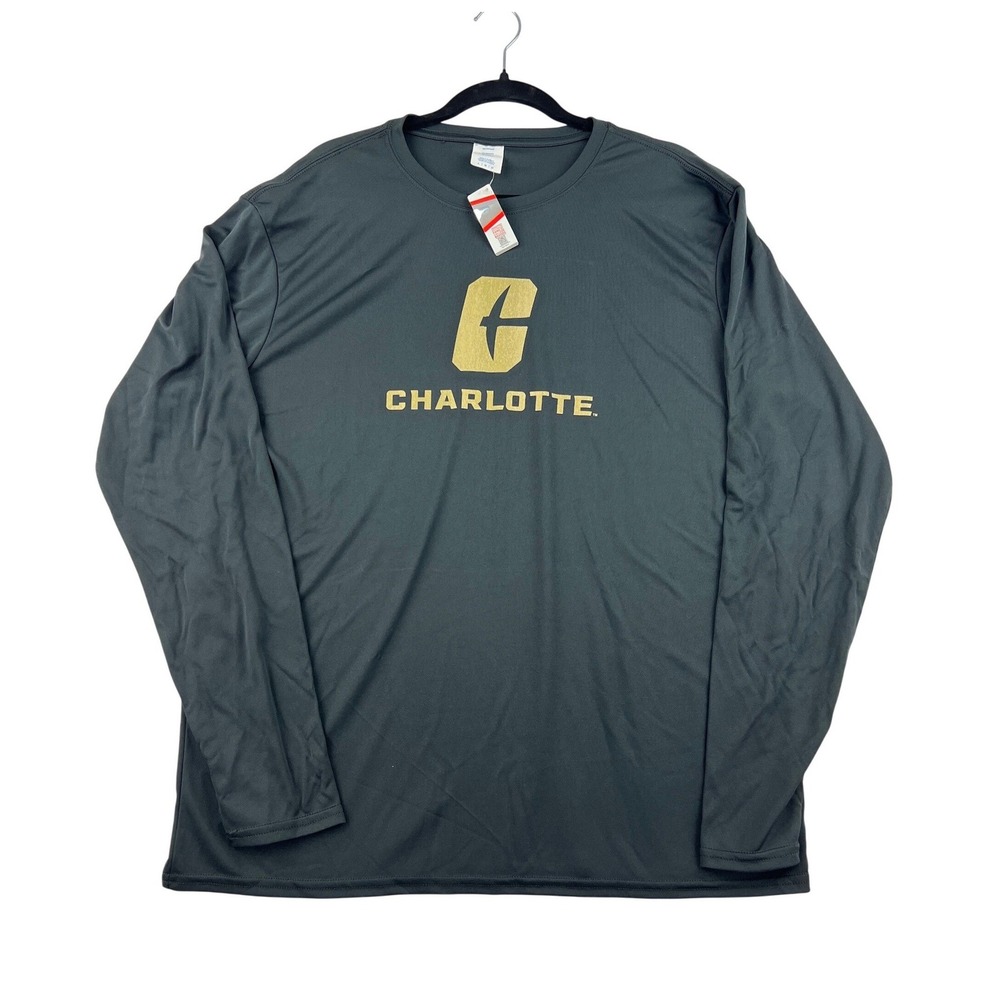 Collegiate UNC Charlotte 49ers Mens Long Sleeve Performance Shirt Grey Gold L